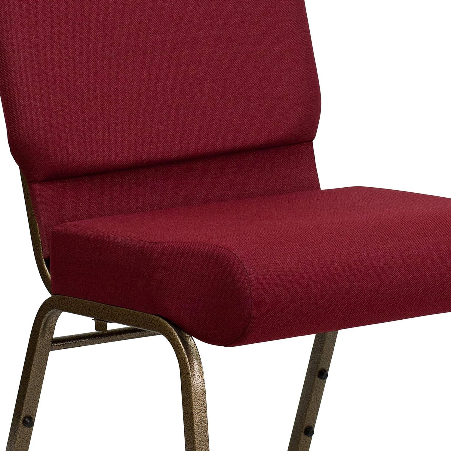 imageFlash Furniture HERCULES Series 21W Stacking Church Chair in Black Dot Patterned Fabric Gold Vein FrameBurgundy FabricGold Vein Frame