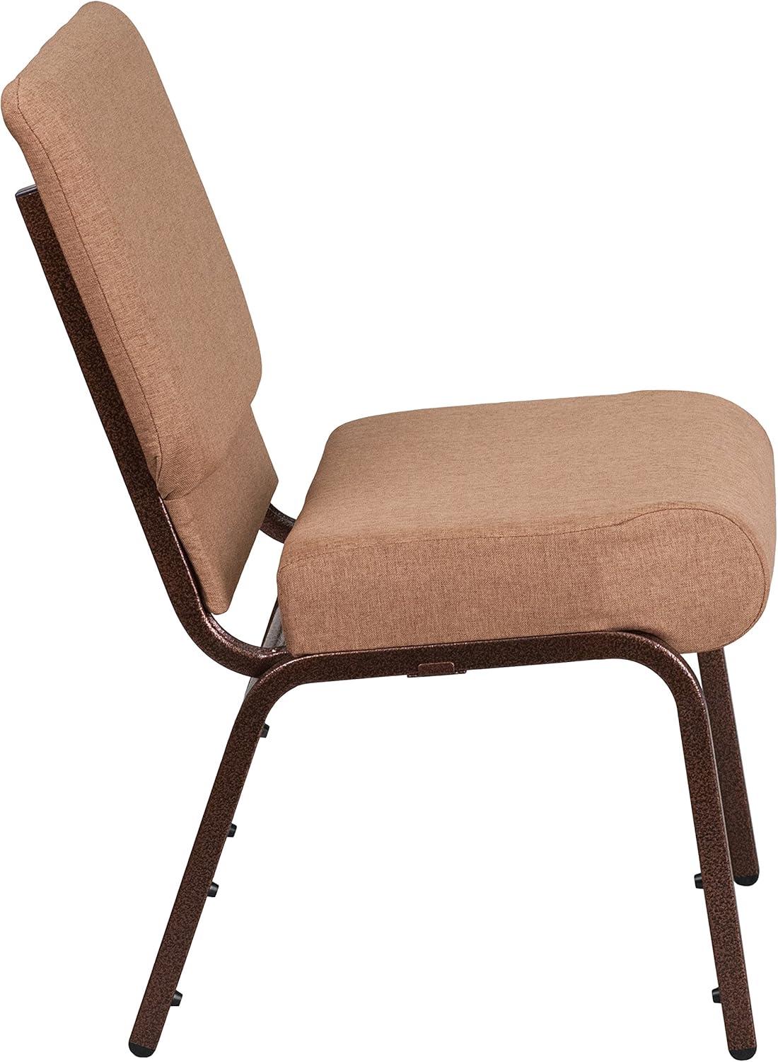 imageFlash Furniture HERCULES Series 21W Stacking Church Chair in Black Dot Patterned Fabric Gold Vein FrameCaramel FabricCopper Vein Frame