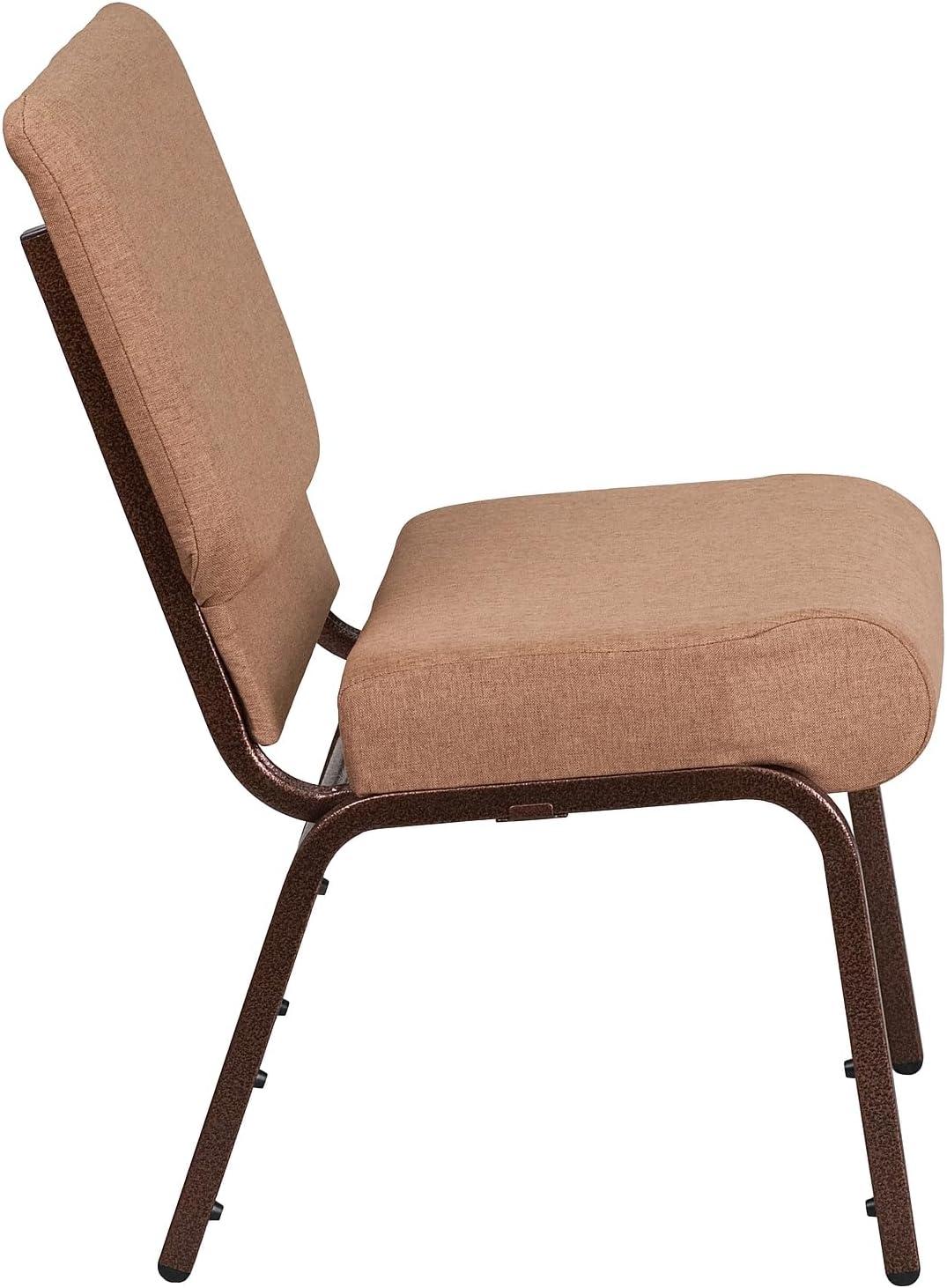 imageFlash Furniture HERCULES Series 21W Stacking Church Chair in Black Dot Patterned Fabric Gold Vein FrameCaramel FabricCopper Vein Frame