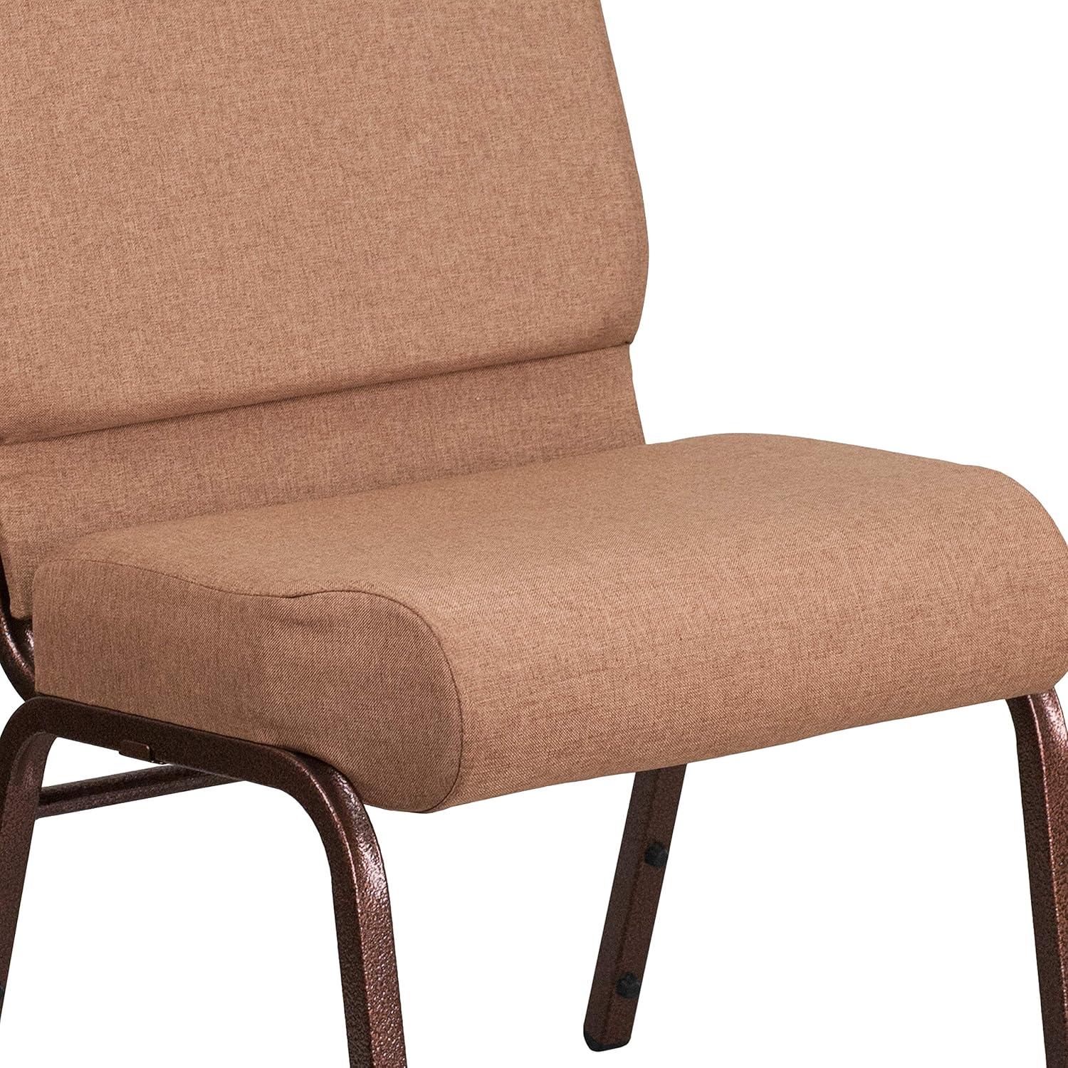 imageFlash Furniture HERCULES Series 21W Stacking Church Chair in Black Dot Patterned Fabric Gold Vein FrameCaramel FabricCopper Vein Frame