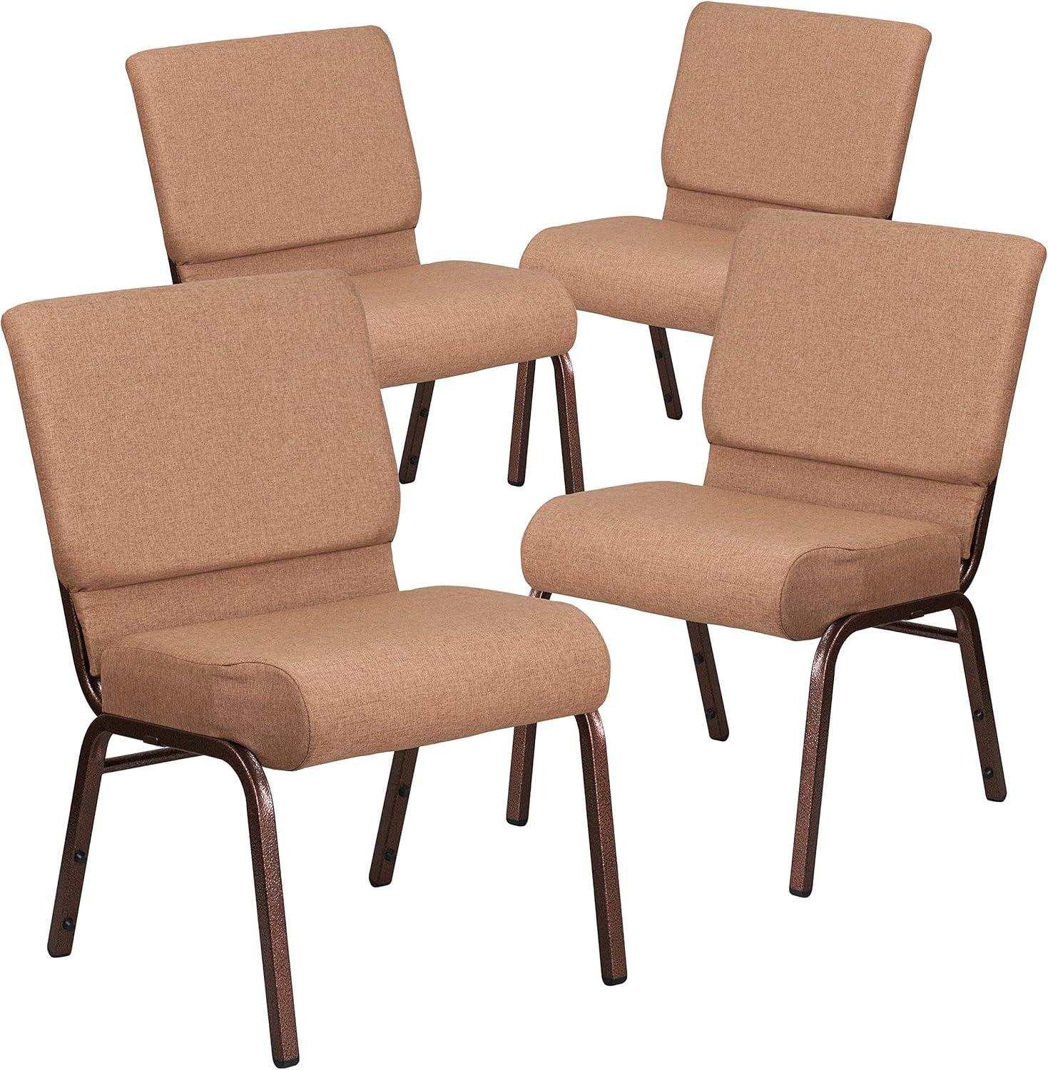 imageFlash Furniture HERCULES Series 21W Stacking Church Chair in Black Dot Patterned Fabric Gold Vein FrameCaramel FabricCopper Vein Frame