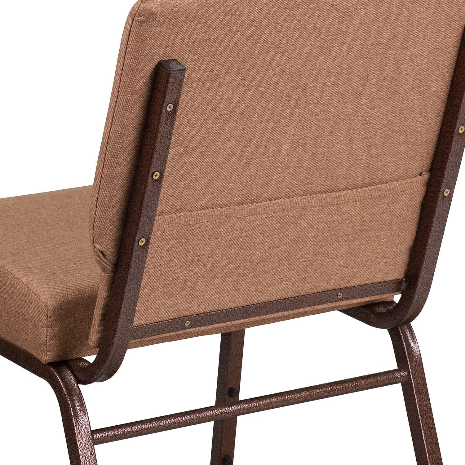 imageFlash Furniture HERCULES Series 21W Stacking Church Chair in Black Dot Patterned Fabric Gold Vein FrameCaramel FabricCopper Vein Frame