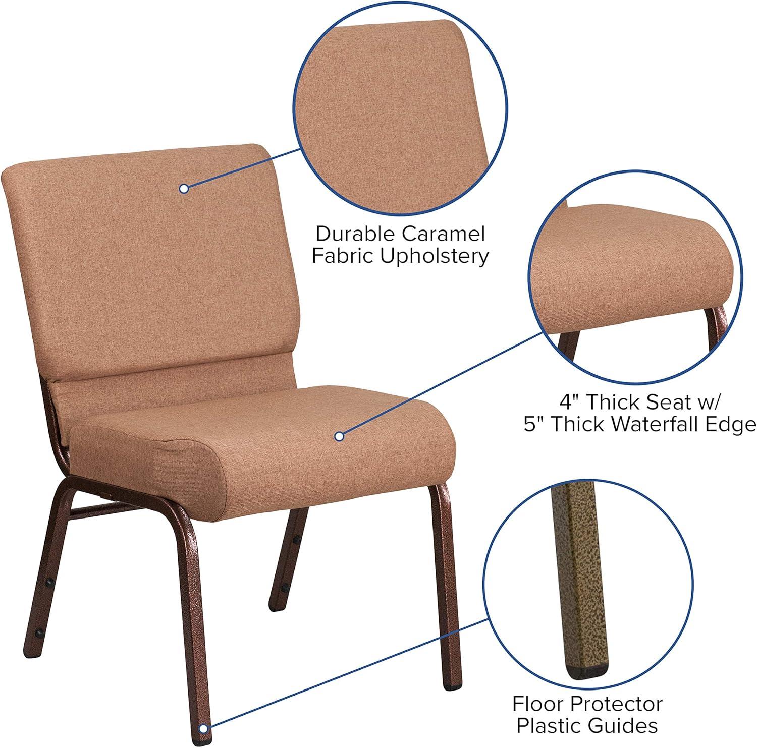imageFlash Furniture HERCULES Series 21W Stacking Church Chair in Black Dot Patterned Fabric Gold Vein FrameCaramel FabricCopper Vein Frame