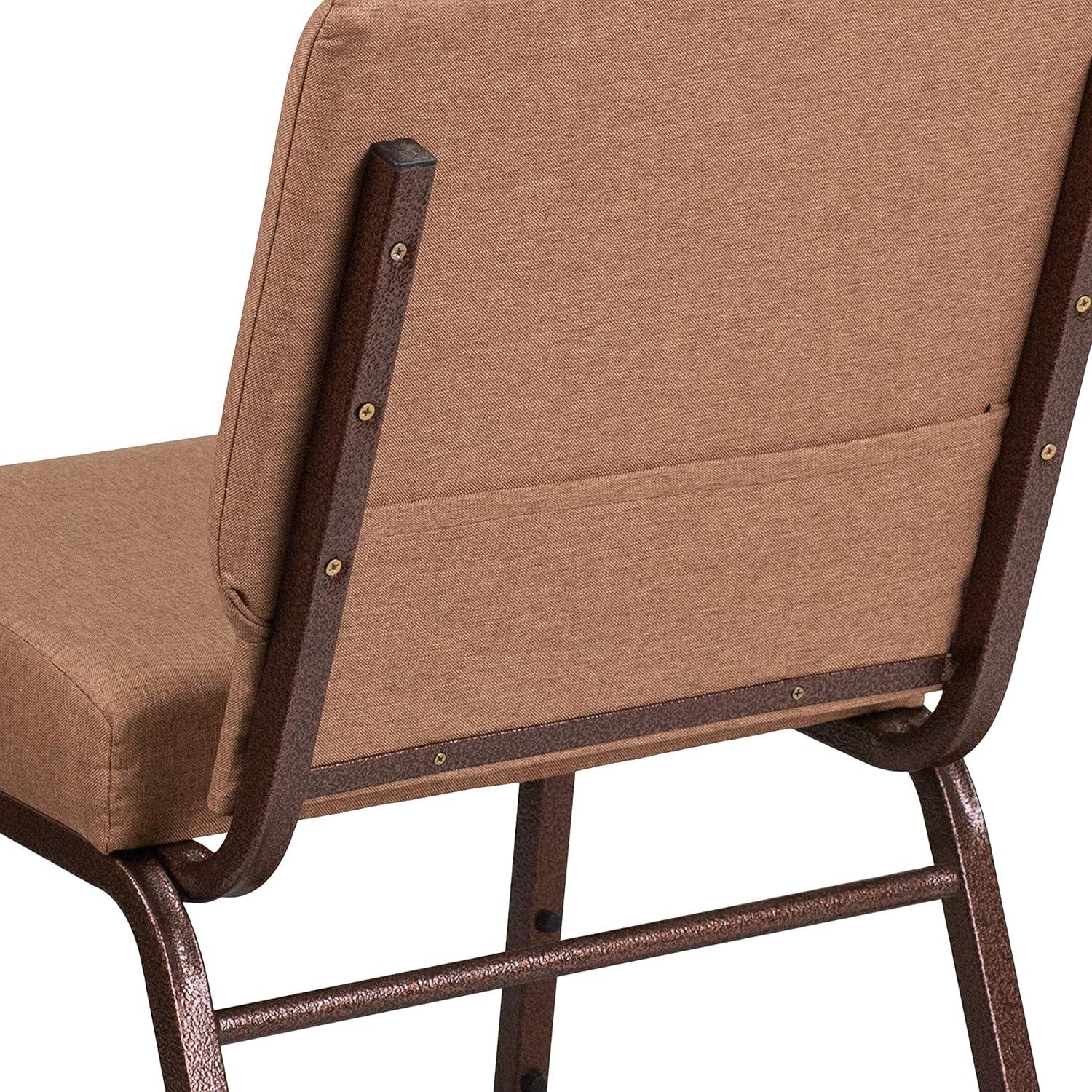 imageFlash Furniture HERCULES Series 21W Stacking Church Chair in Black Dot Patterned Fabric Gold Vein FrameCaramel FabricCopper Vein Frame
