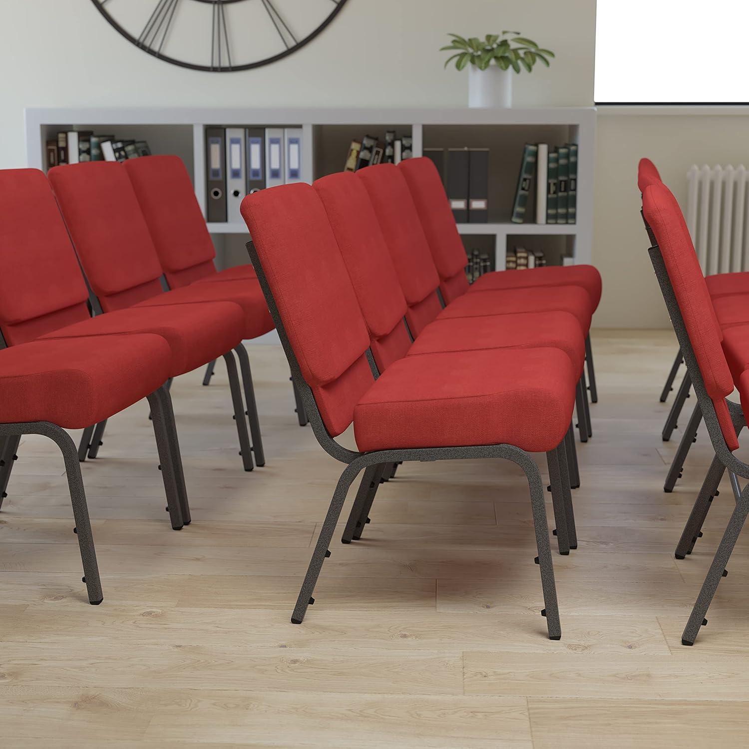 imageFlash Furniture HERCULES Series 21W Stacking Church Chair in Black Dot Patterned Fabric Gold Vein FrameCrimson FabricSilver Vein Frame