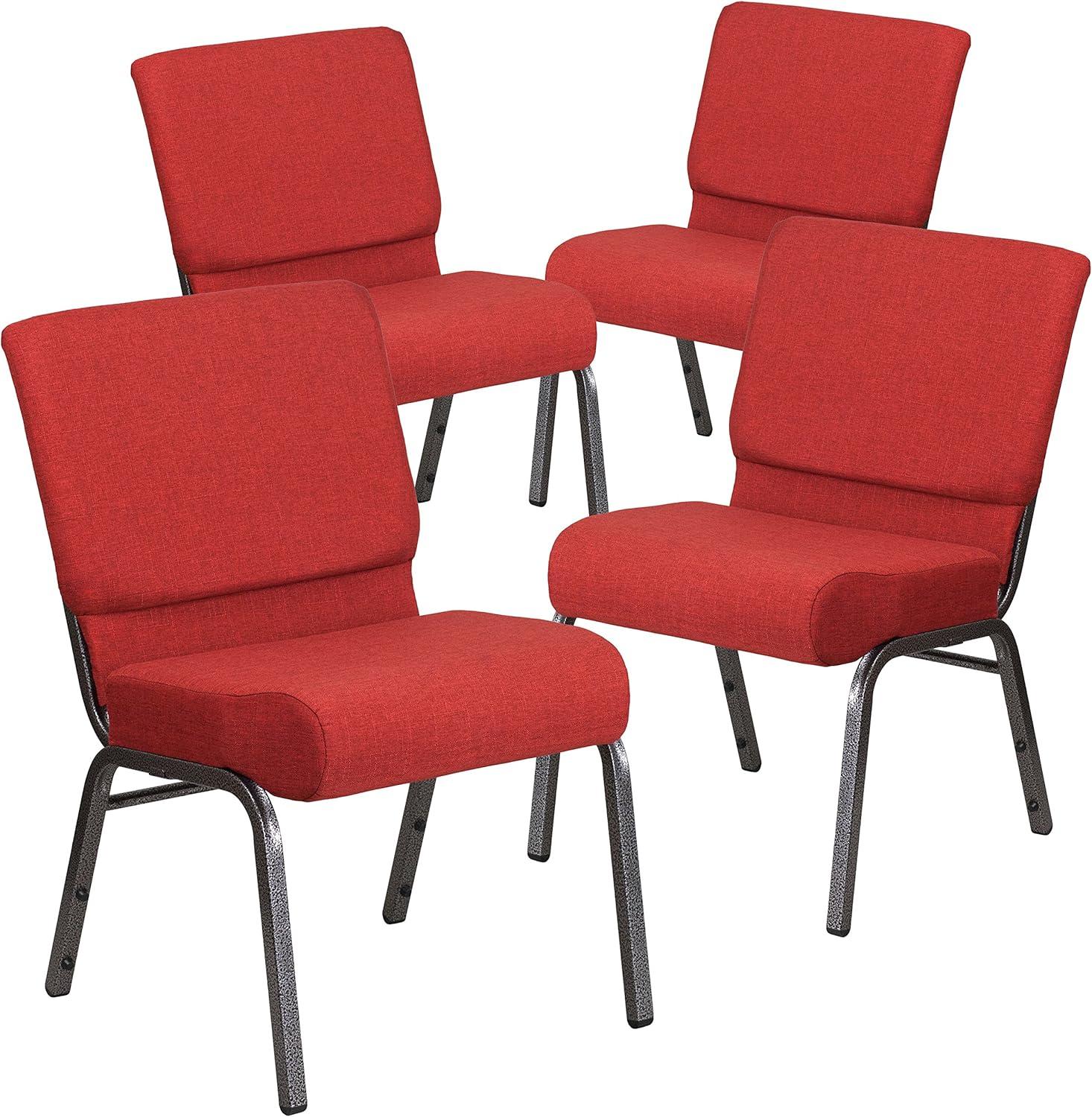 imageFlash Furniture HERCULES Series 21W Stacking Church Chair in Black Dot Patterned Fabric Gold Vein FrameCrimson FabricSilver Vein Frame