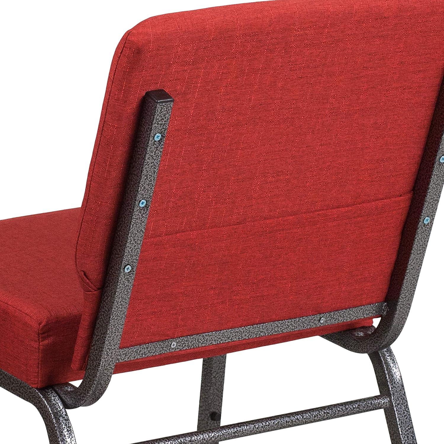 imageFlash Furniture HERCULES Series 21W Stacking Church Chair in Black Dot Patterned Fabric Gold Vein FrameCrimson FabricSilver Vein Frame