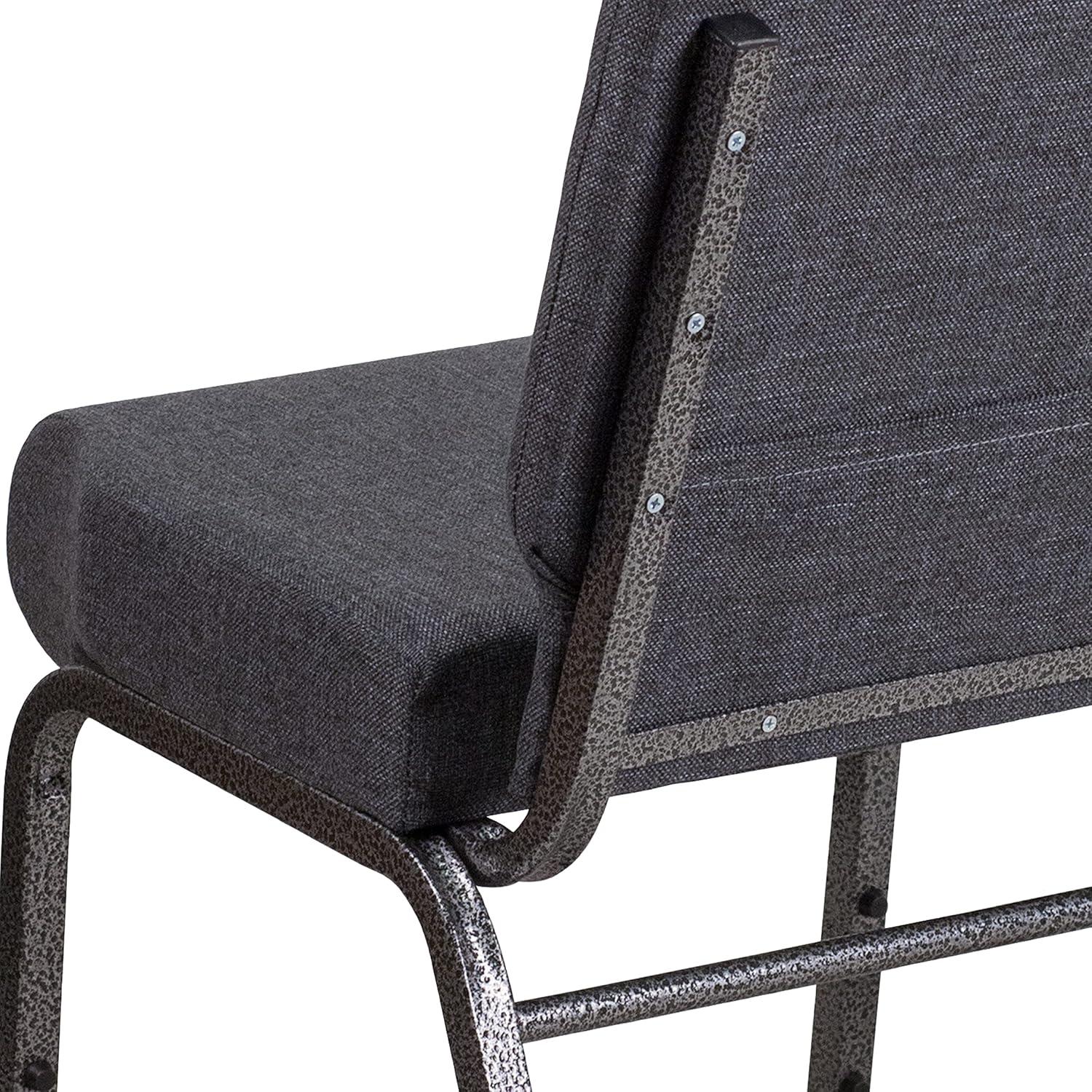 imageFlash Furniture HERCULES Series 21W Stacking Church Chair in Black Dot Patterned Fabric Gold Vein FrameDark Gray FabricSilver Vein Frame
