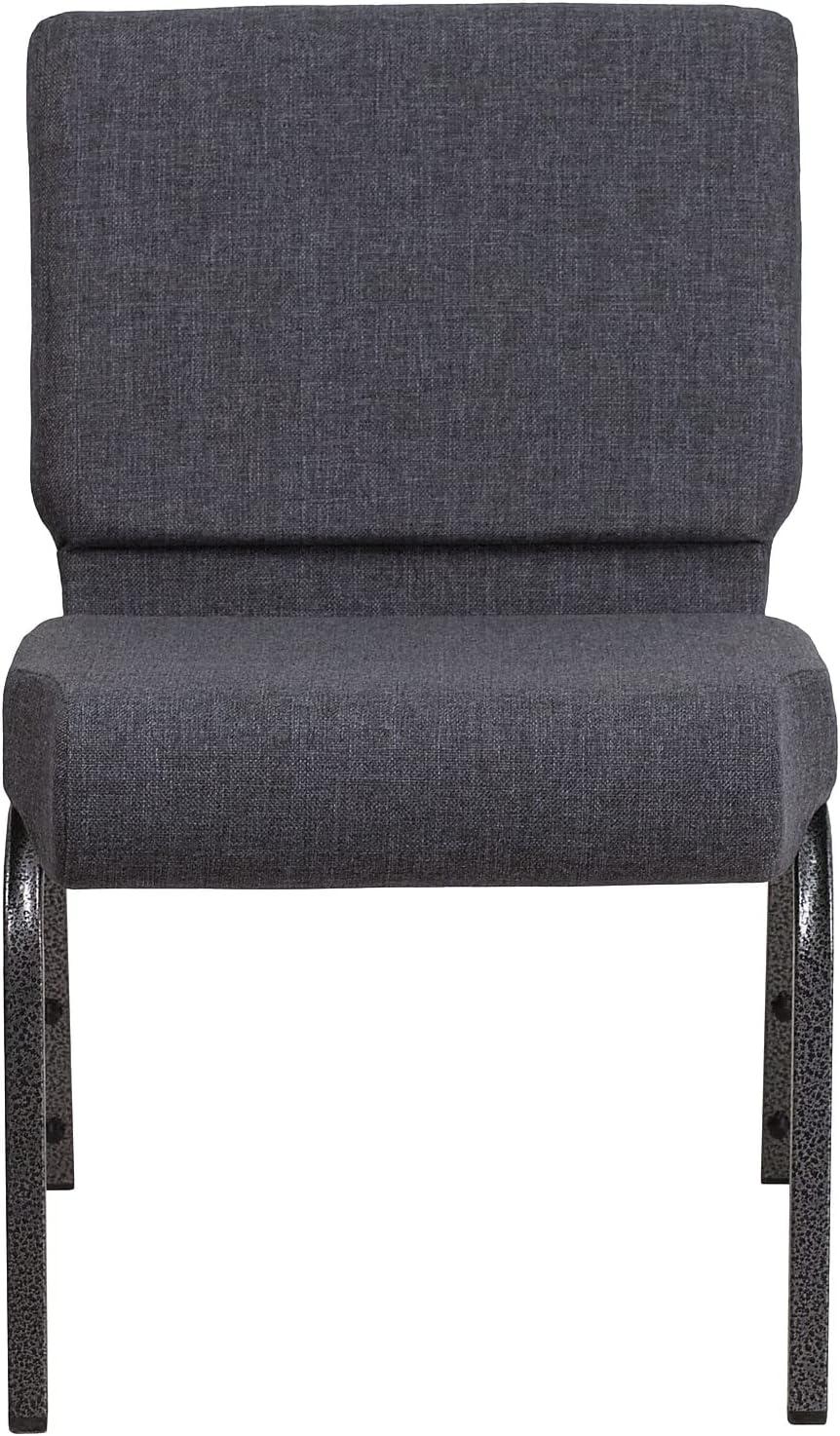 imageFlash Furniture HERCULES Series 21W Stacking Church Chair in Black Dot Patterned Fabric Gold Vein FrameDark Gray FabricSilver Vein Frame