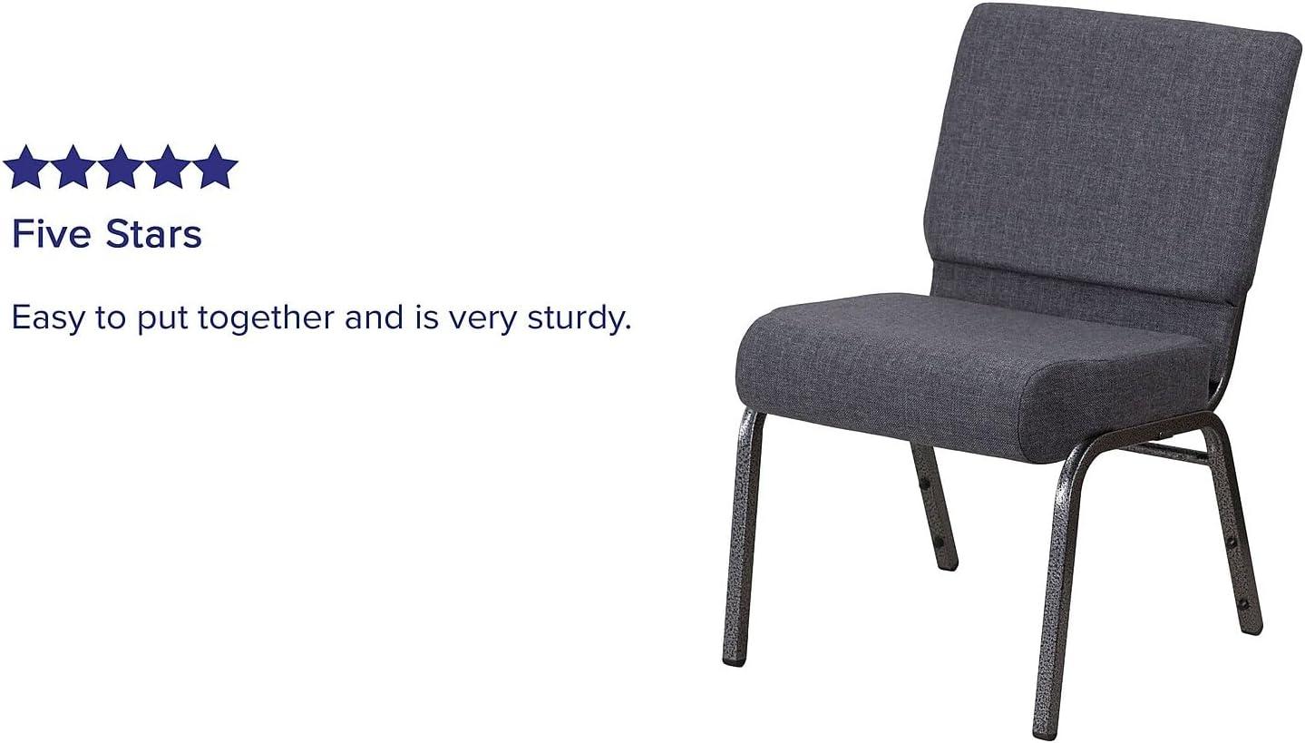 imageFlash Furniture HERCULES Series 21W Stacking Church Chair in Black Dot Patterned Fabric Gold Vein FrameDark Gray FabricSilver Vein Frame