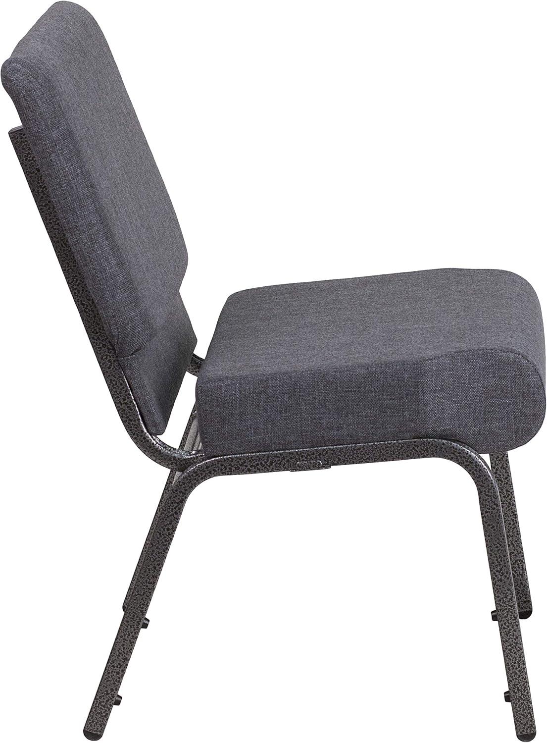 imageFlash Furniture HERCULES Series 21W Stacking Church Chair in Black Dot Patterned Fabric Gold Vein FrameDark Gray FabricSilver Vein Frame