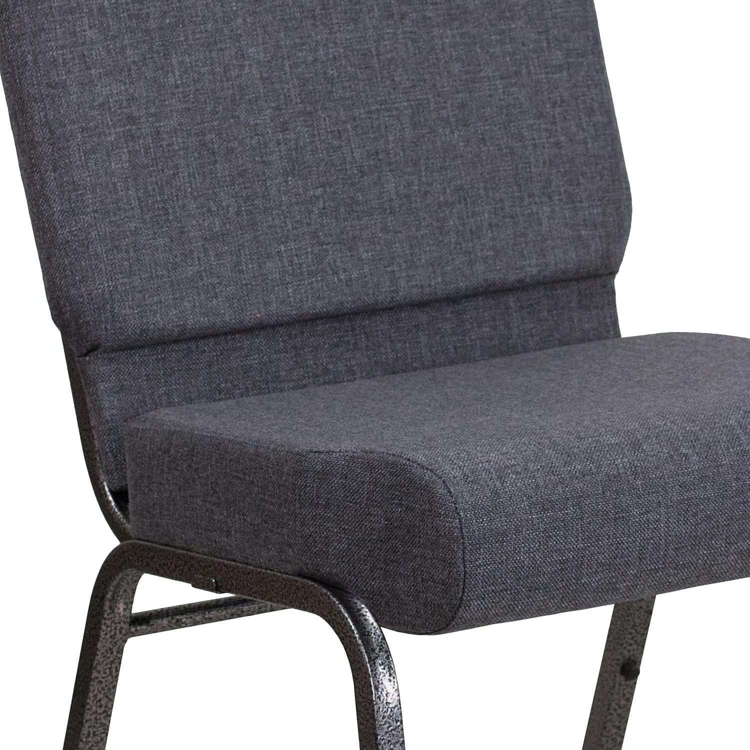 imageFlash Furniture HERCULES Series 21W Stacking Church Chair in Black Dot Patterned Fabric Gold Vein FrameDark Gray FabricSilver Vein Frame