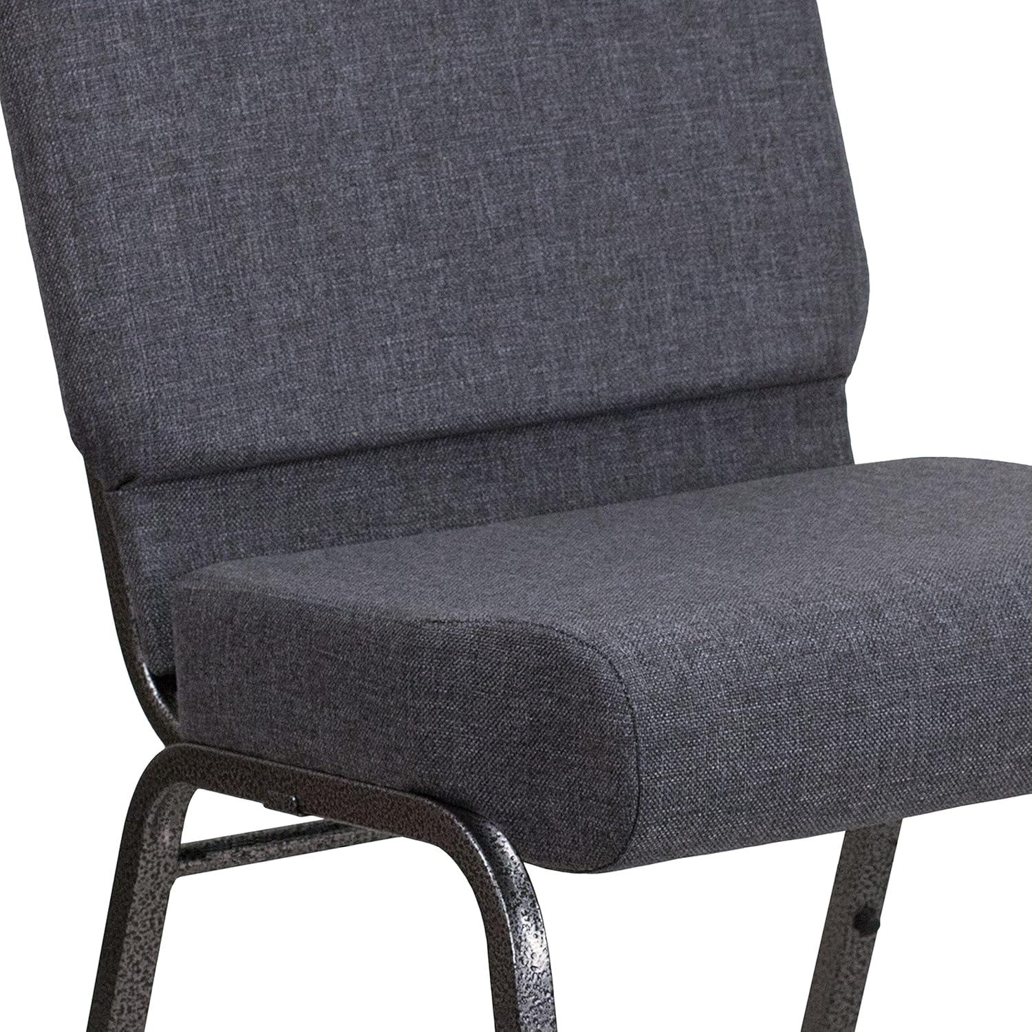 imageFlash Furniture HERCULES Series 21W Stacking Church Chair in Black Dot Patterned Fabric Gold Vein FrameDark Gray FabricSilver Vein Frame