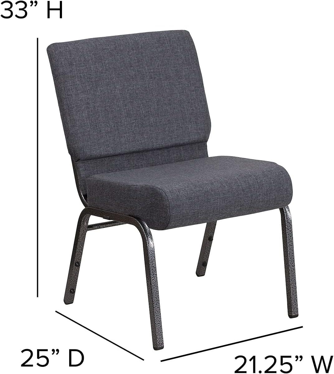 imageFlash Furniture HERCULES Series 21W Stacking Church Chair in Black Dot Patterned Fabric Gold Vein FrameDark Gray FabricSilver Vein Frame