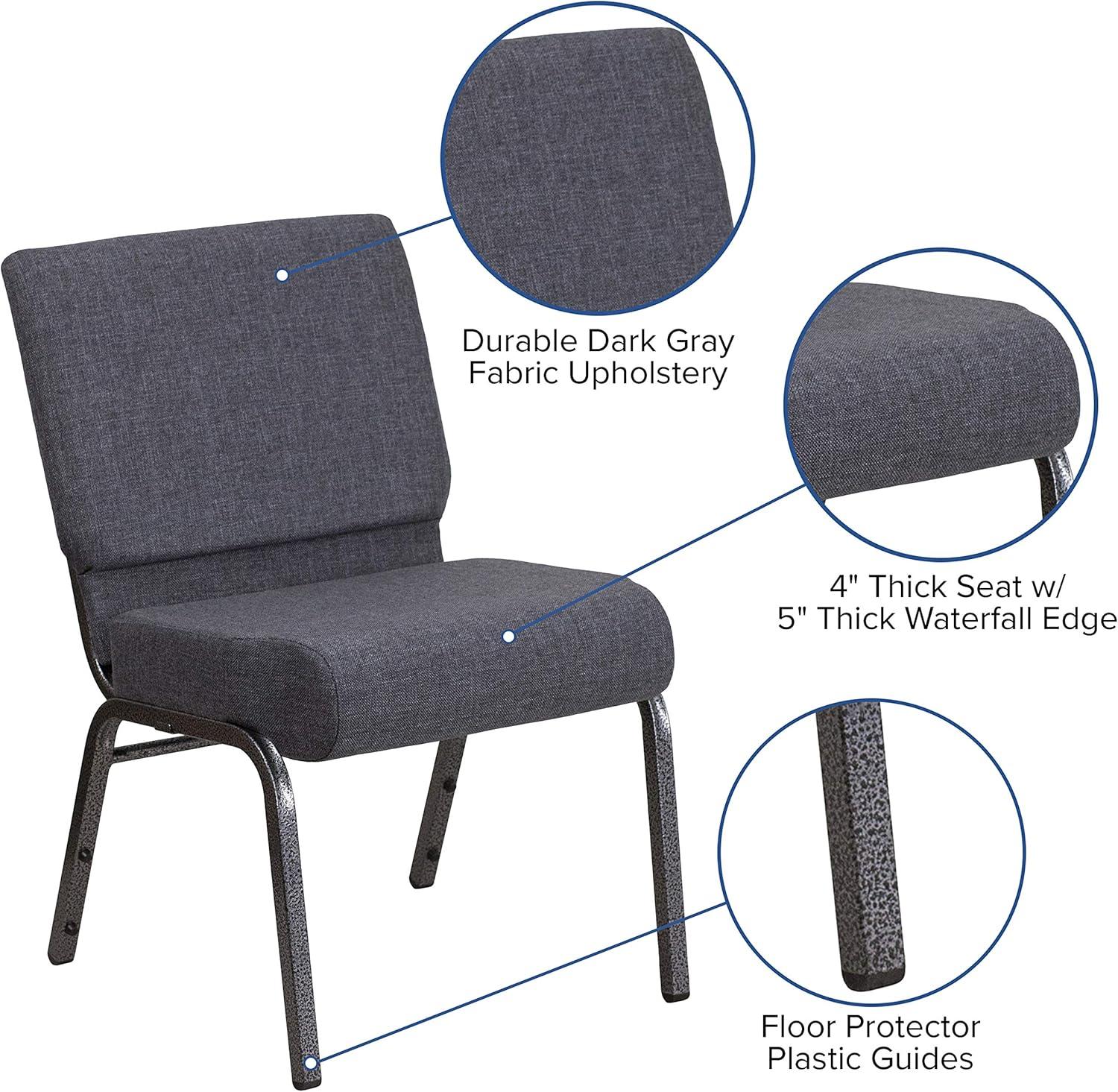 imageFlash Furniture HERCULES Series 21W Stacking Church Chair in Black Dot Patterned Fabric Gold Vein FrameDark Gray FabricSilver Vein Frame