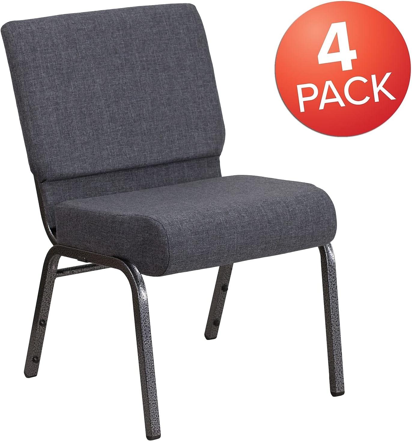 imageFlash Furniture HERCULES Series 21W Stacking Church Chair in Black Dot Patterned Fabric Gold Vein FrameDark Gray FabricSilver Vein Frame