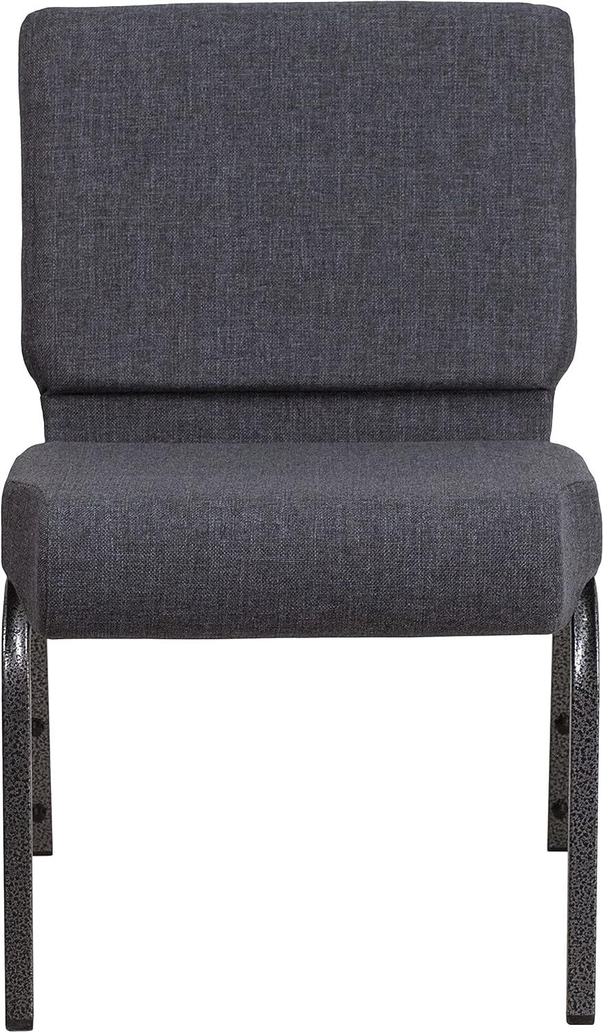 imageFlash Furniture HERCULES Series 21W Stacking Church Chair in Black Dot Patterned Fabric Gold Vein FrameDark Gray FabricSilver Vein Frame