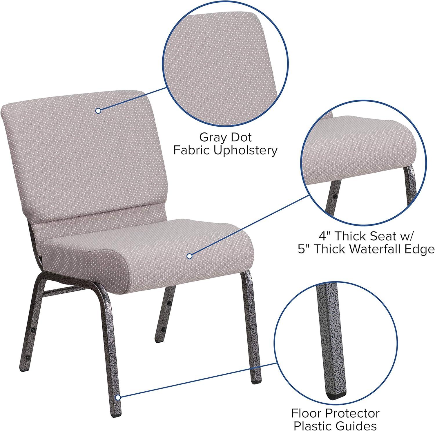 imageFlash Furniture HERCULES Series 21W Stacking Church Chair in Black Dot Patterned Fabric Gold Vein FrameGray Dot FabricSilver Vein Frame