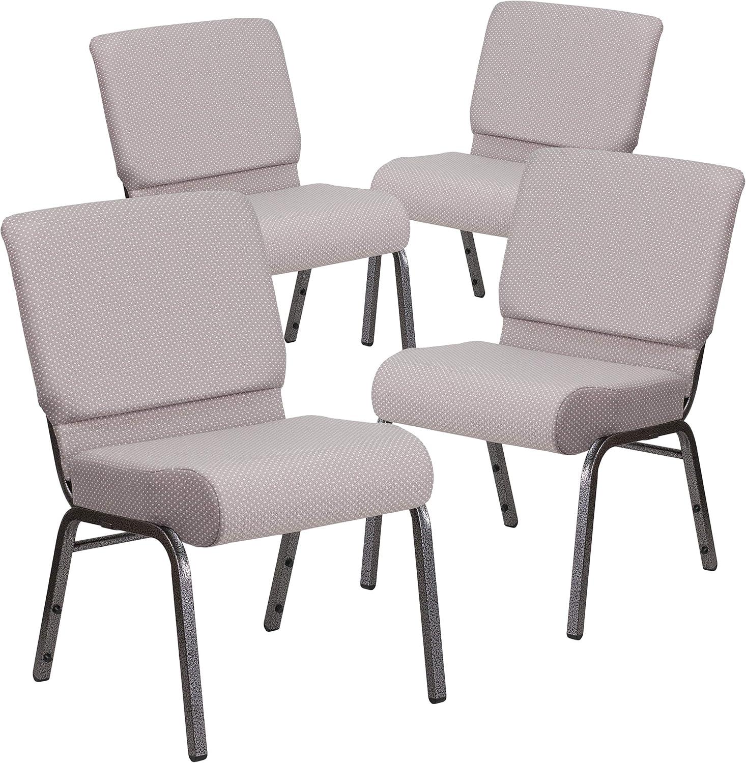 imageFlash Furniture HERCULES Series 21W Stacking Church Chair in Black Dot Patterned Fabric Gold Vein FrameGray Dot FabricSilver Vein Frame