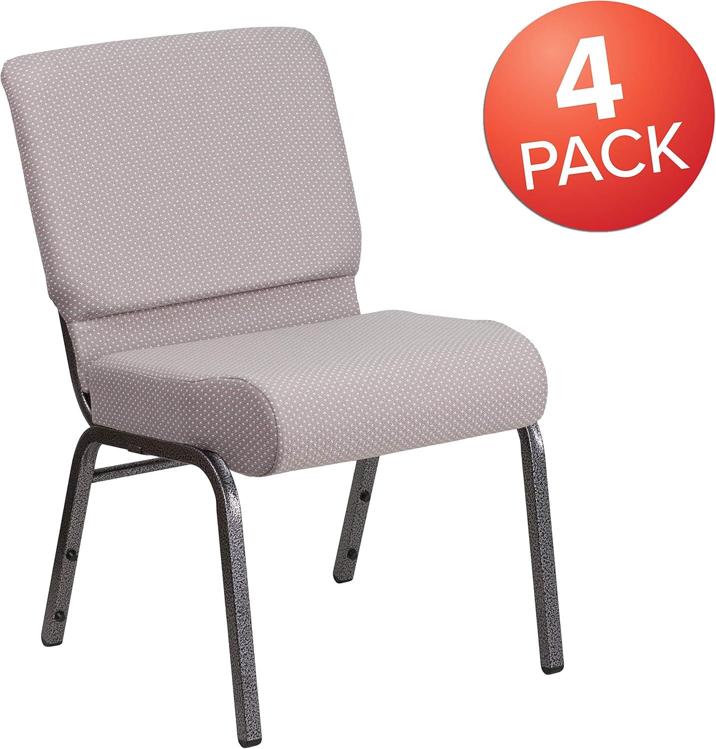 imageFlash Furniture HERCULES Series 21W Stacking Church Chair in Black Dot Patterned Fabric Gold Vein FrameGray Dot FabricSilver Vein Frame