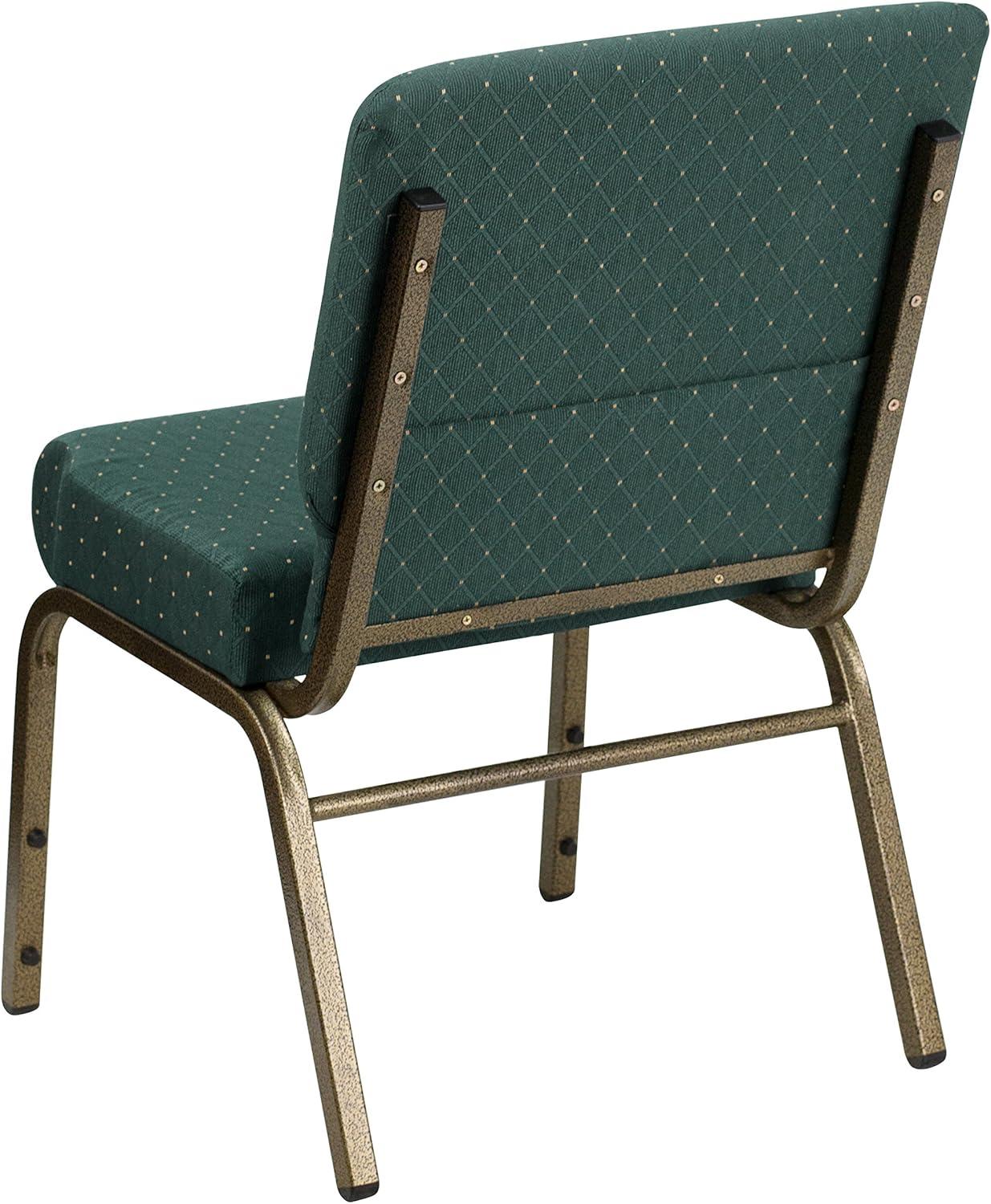 imageFlash Furniture HERCULES Series 21W Stacking Church Chair in Black Dot Patterned Fabric Gold Vein FrameHunter Green Dot Patterned FabricGold Vein Frame