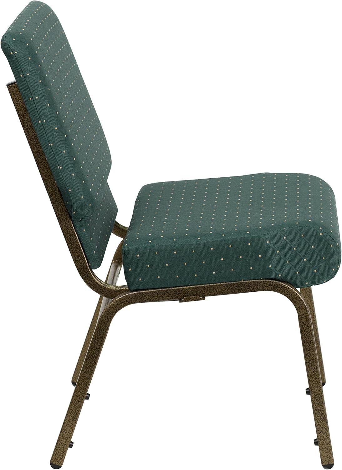 imageFlash Furniture HERCULES Series 21W Stacking Church Chair in Black Dot Patterned Fabric Gold Vein FrameHunter Green Dot Patterned FabricGold Vein Frame