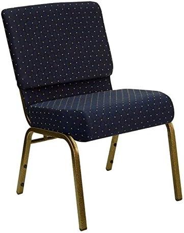 imageFlash Furniture HERCULES Series 21W Stacking Church Chair in Black Dot Patterned Fabric Gold Vein FrameHunter Green Dot Patterned FabricGold Vein Frame