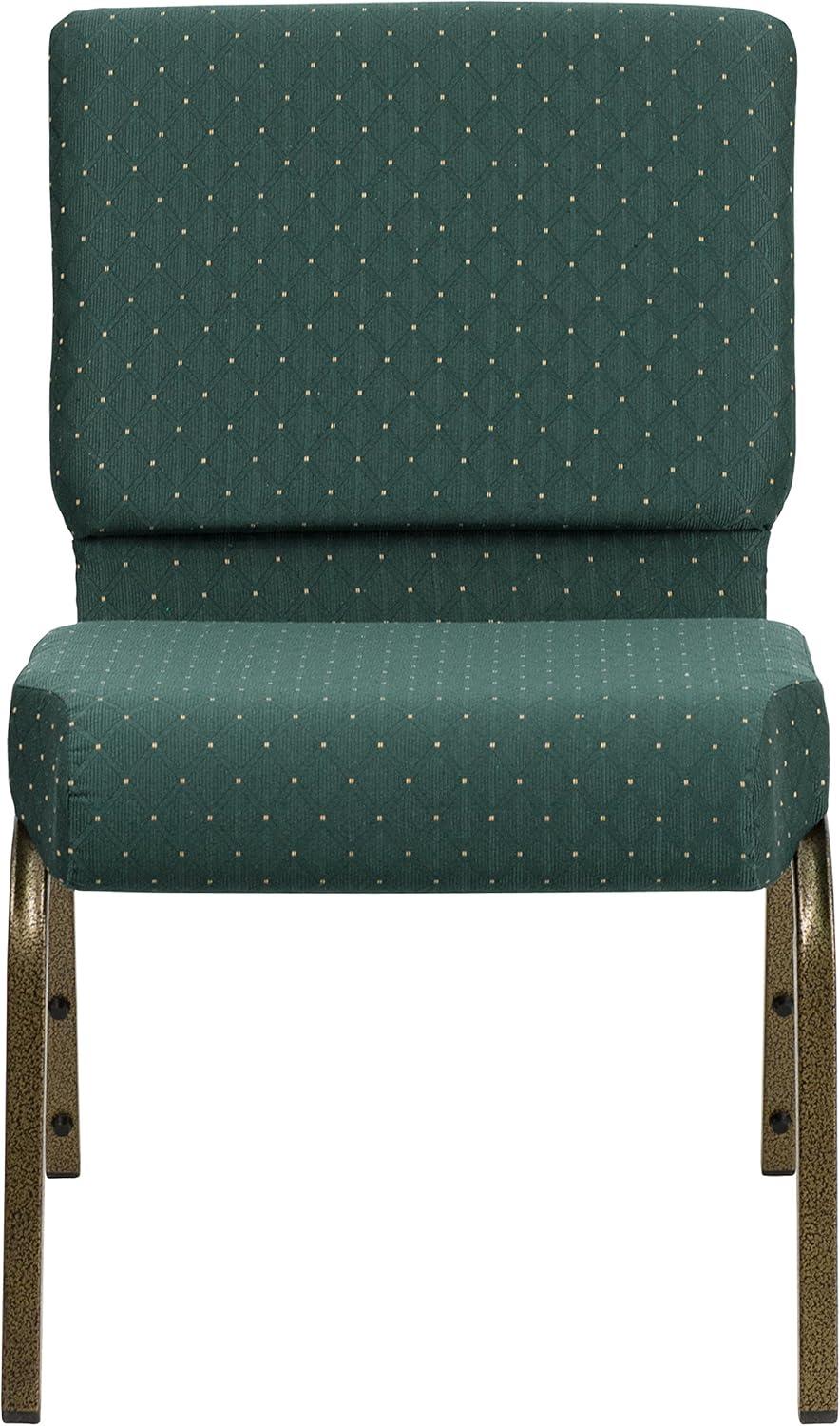 imageFlash Furniture HERCULES Series 21W Stacking Church Chair in Black Dot Patterned Fabric Gold Vein FrameHunter Green Dot Patterned FabricGold Vein Frame