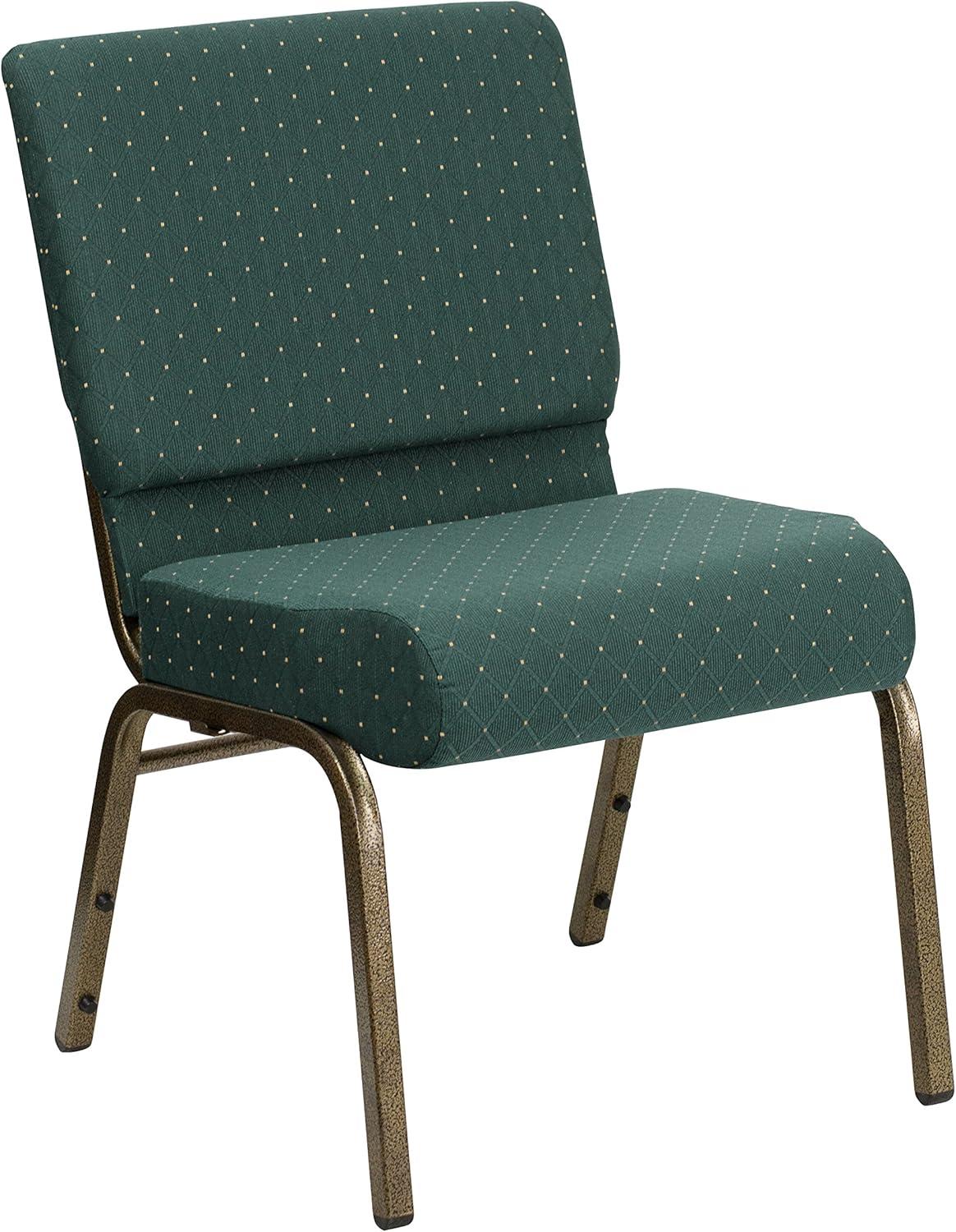 imageFlash Furniture HERCULES Series 21W Stacking Church Chair in Black Dot Patterned Fabric Gold Vein FrameHunter Green Dot Patterned FabricGold Vein Frame