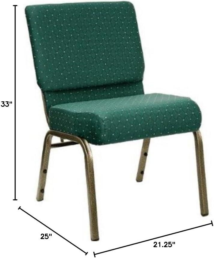 imageFlash Furniture HERCULES Series 21W Stacking Church Chair in Black Dot Patterned Fabric Gold Vein FrameHunter Green Dot Patterned FabricGold Vein Frame