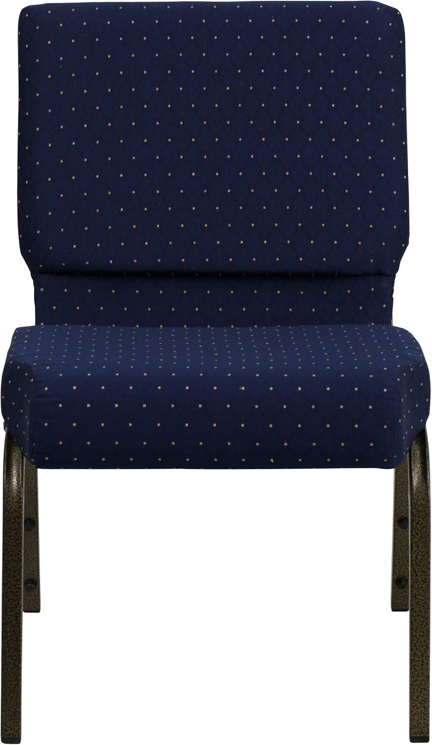 imageFlash Furniture HERCULES Series 21W Stacking Church Chair in Black Dot Patterned Fabric Gold Vein FrameNavy Blue Dot Patterned FabricGold Vein Frame
