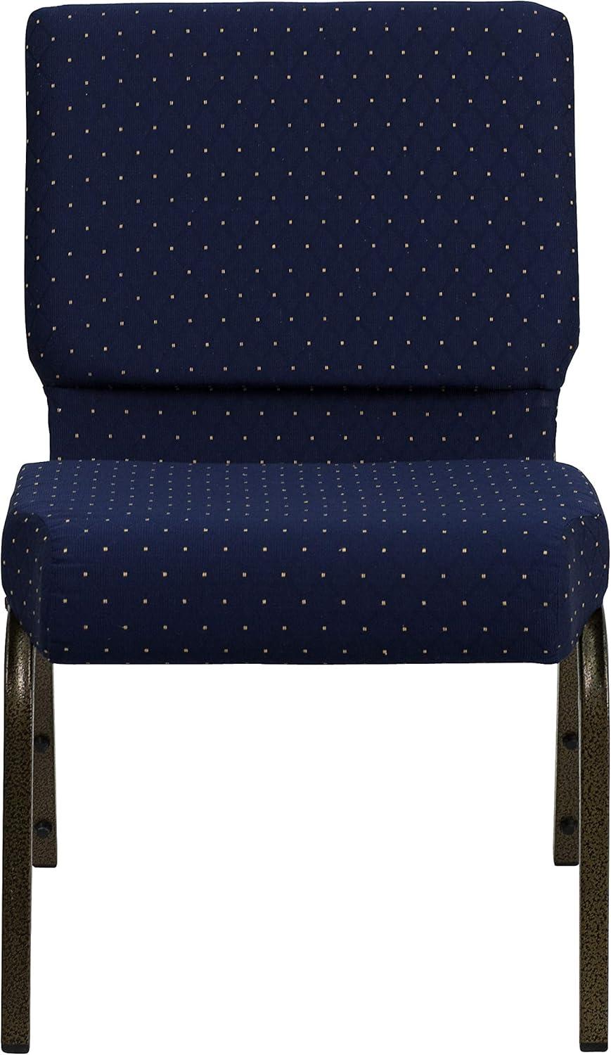 imageFlash Furniture HERCULES Series 21W Stacking Church Chair in Black Dot Patterned Fabric Gold Vein FrameNavy Blue Dot Patterned FabricGold Vein Frame