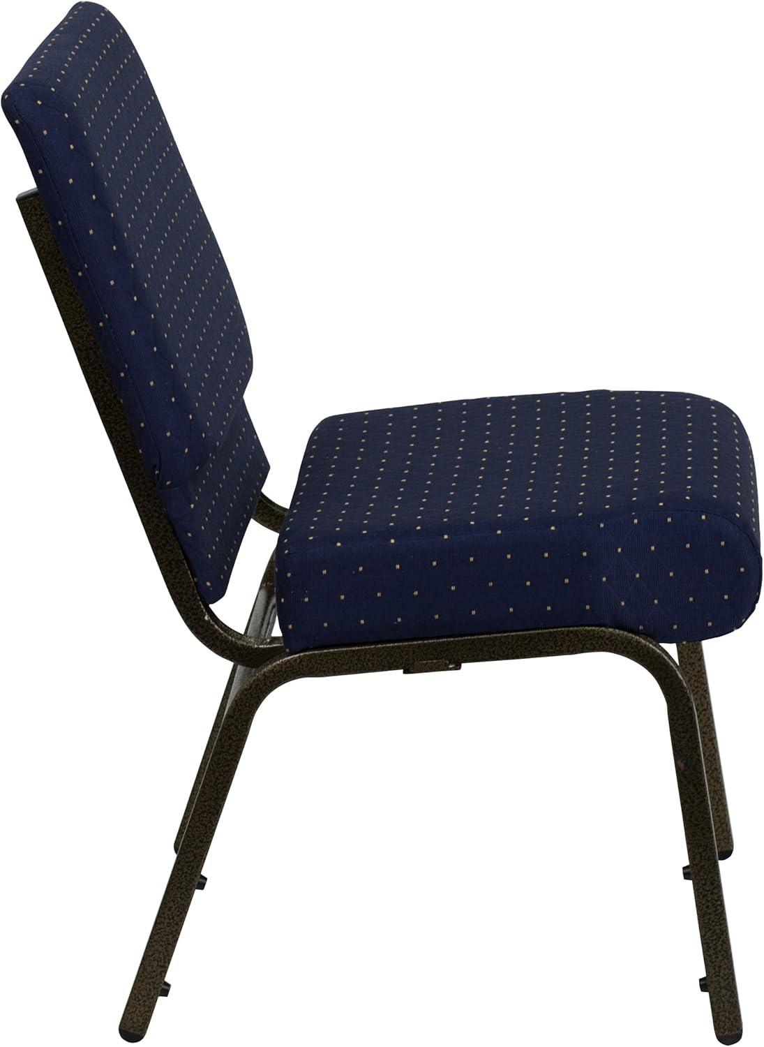 imageFlash Furniture HERCULES Series 21W Stacking Church Chair in Black Dot Patterned Fabric Gold Vein FrameNavy Blue Dot Patterned FabricGold Vein Frame
