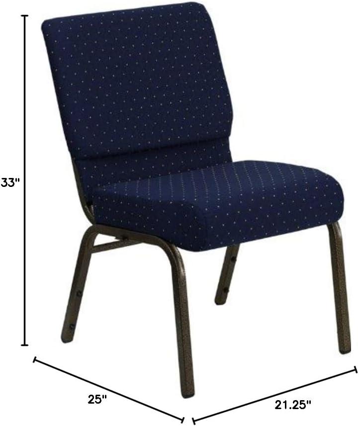 imageFlash Furniture HERCULES Series 21W Stacking Church Chair in Black Dot Patterned Fabric Gold Vein FrameNavy Blue Dot Patterned FabricGold Vein Frame