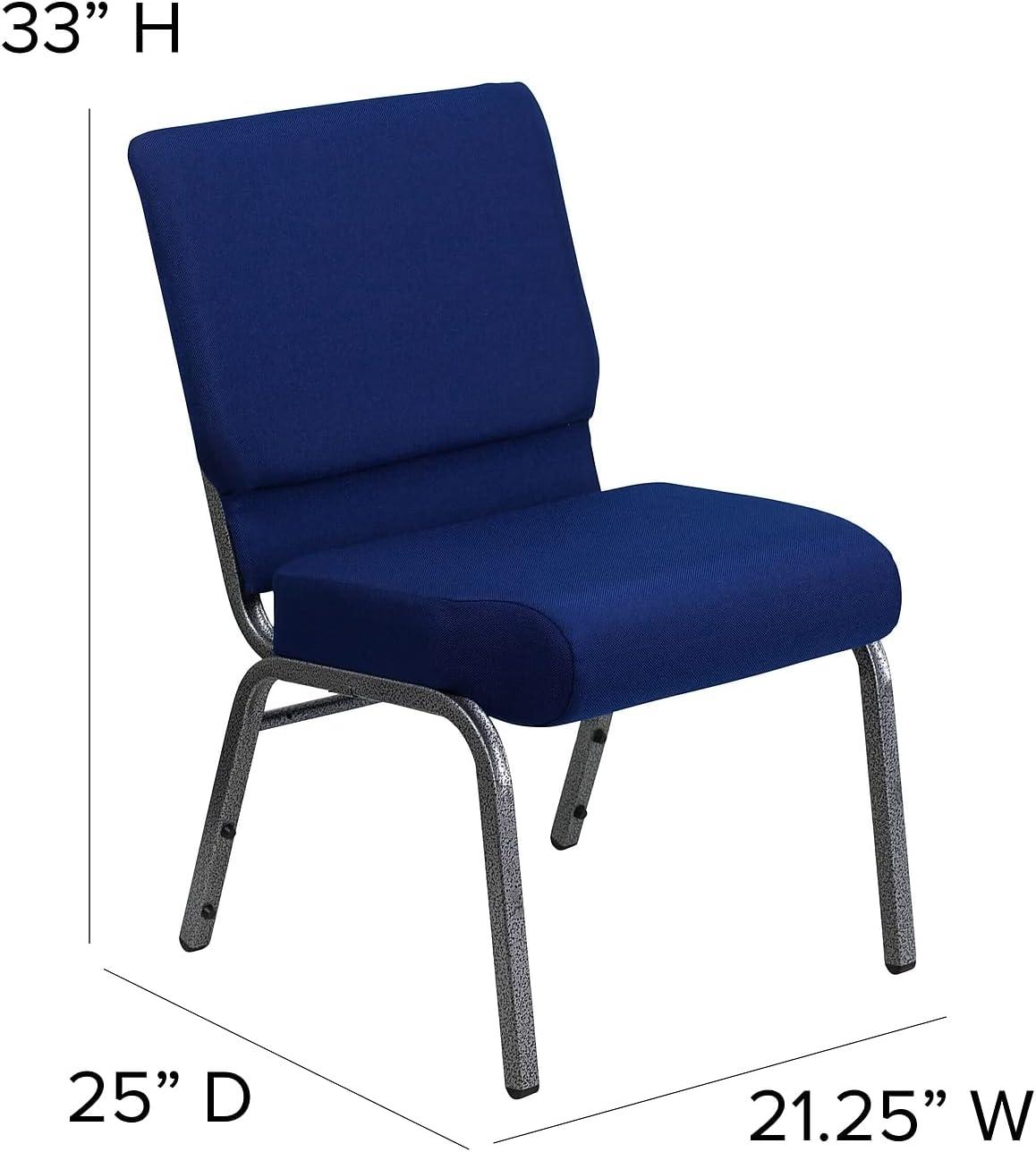imageFlash Furniture HERCULES Series 21W Stacking Church Chair in Black Dot Patterned Fabric Gold Vein FrameNavy Blue FabricSilver Vein Frame