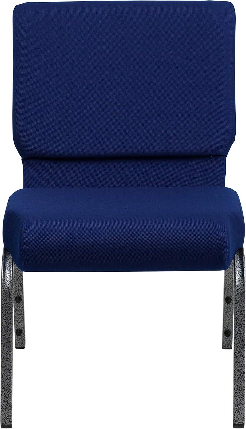 imageFlash Furniture HERCULES Series 21W Stacking Church Chair in Black Dot Patterned Fabric Gold Vein FrameNavy Blue FabricSilver Vein Frame