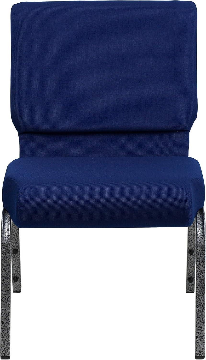 imageFlash Furniture HERCULES Series 21W Stacking Church Chair in Black Dot Patterned Fabric Gold Vein FrameNavy Blue FabricSilver Vein Frame