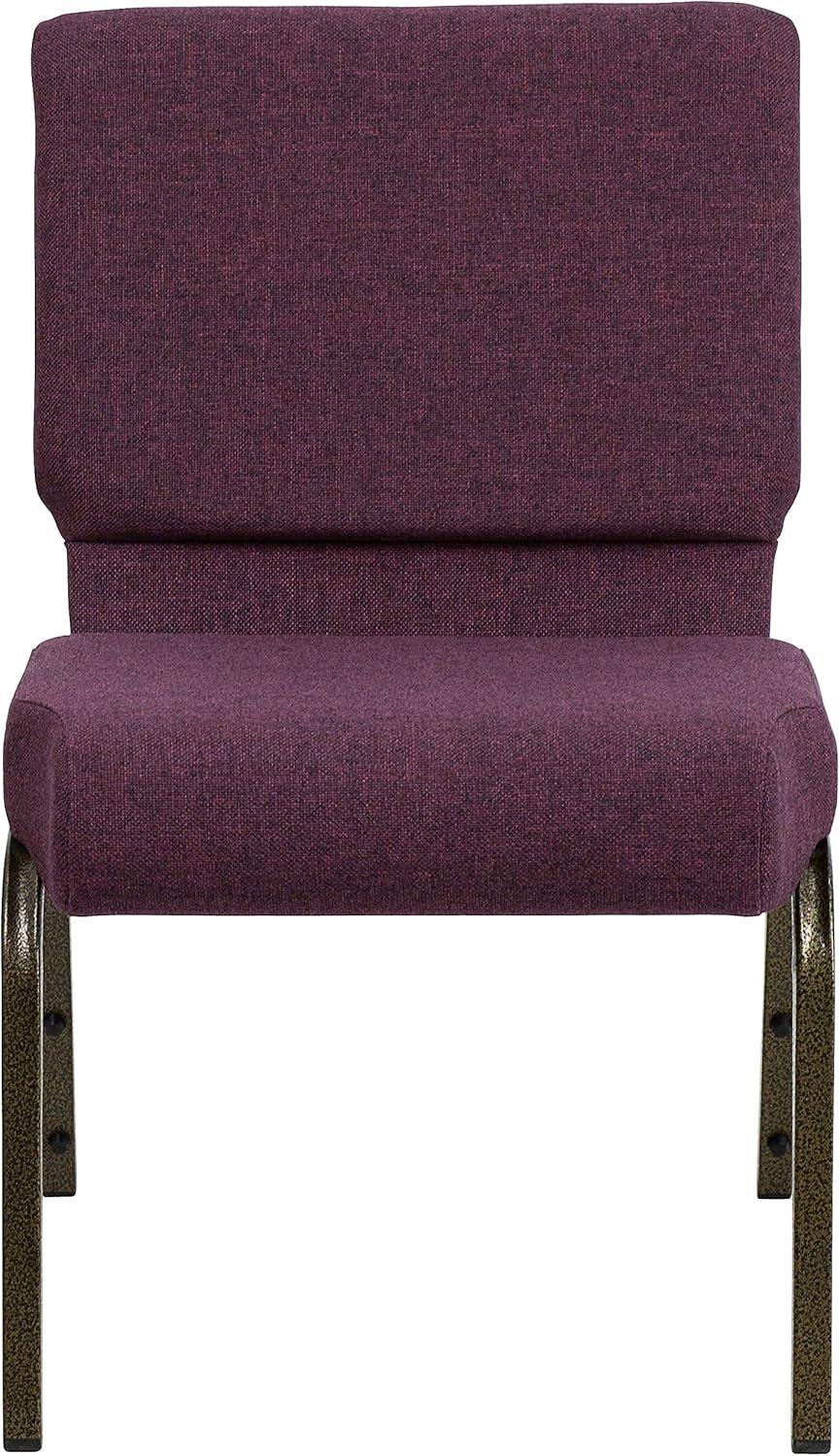 imageFlash Furniture HERCULES Series 21W Stacking Church Chair in Black Dot Patterned Fabric Gold Vein FramePlum FabricGold Vein Frame