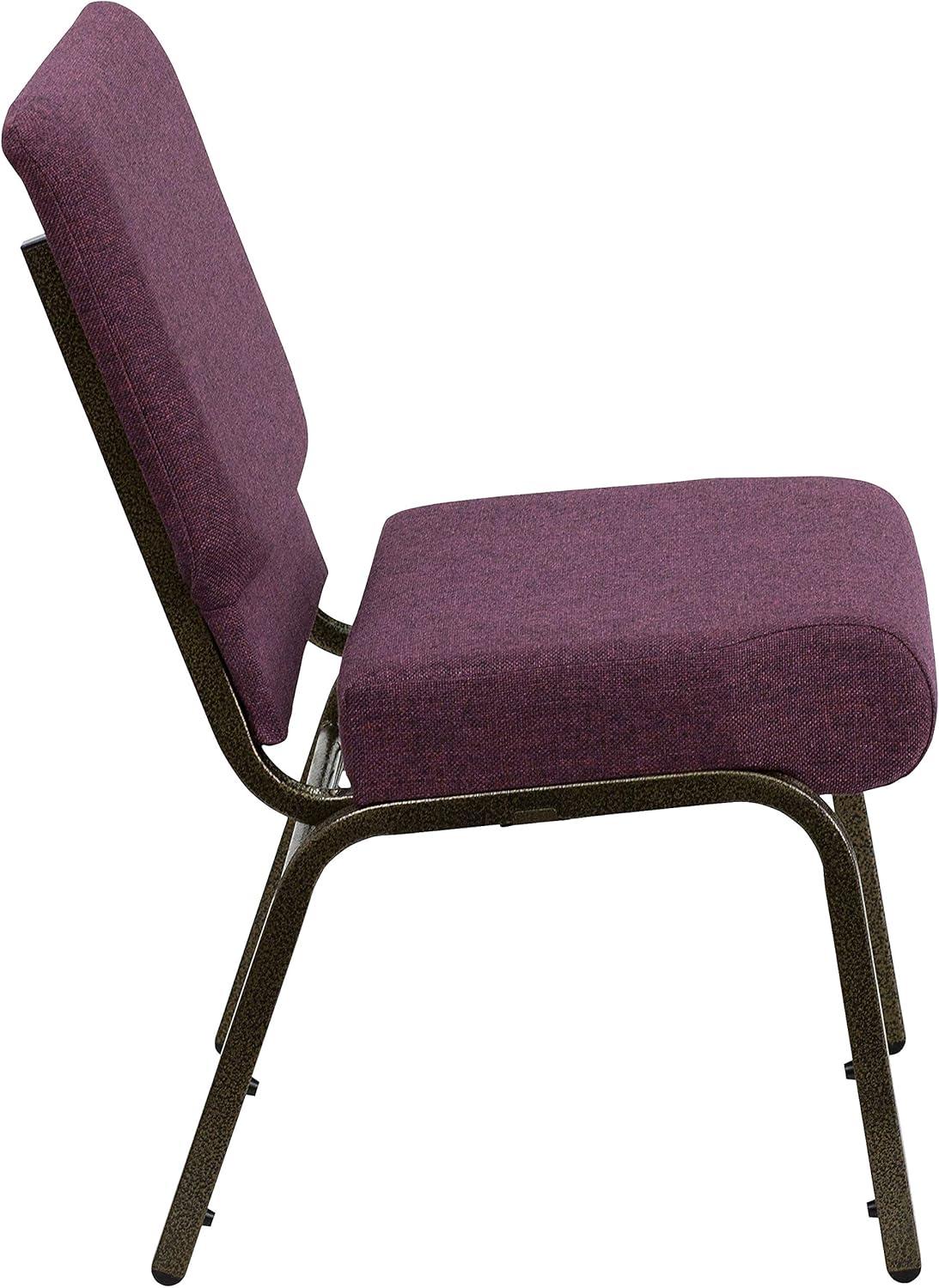imageFlash Furniture HERCULES Series 21W Stacking Church Chair in Black Dot Patterned Fabric Gold Vein FramePlum FabricGold Vein Frame