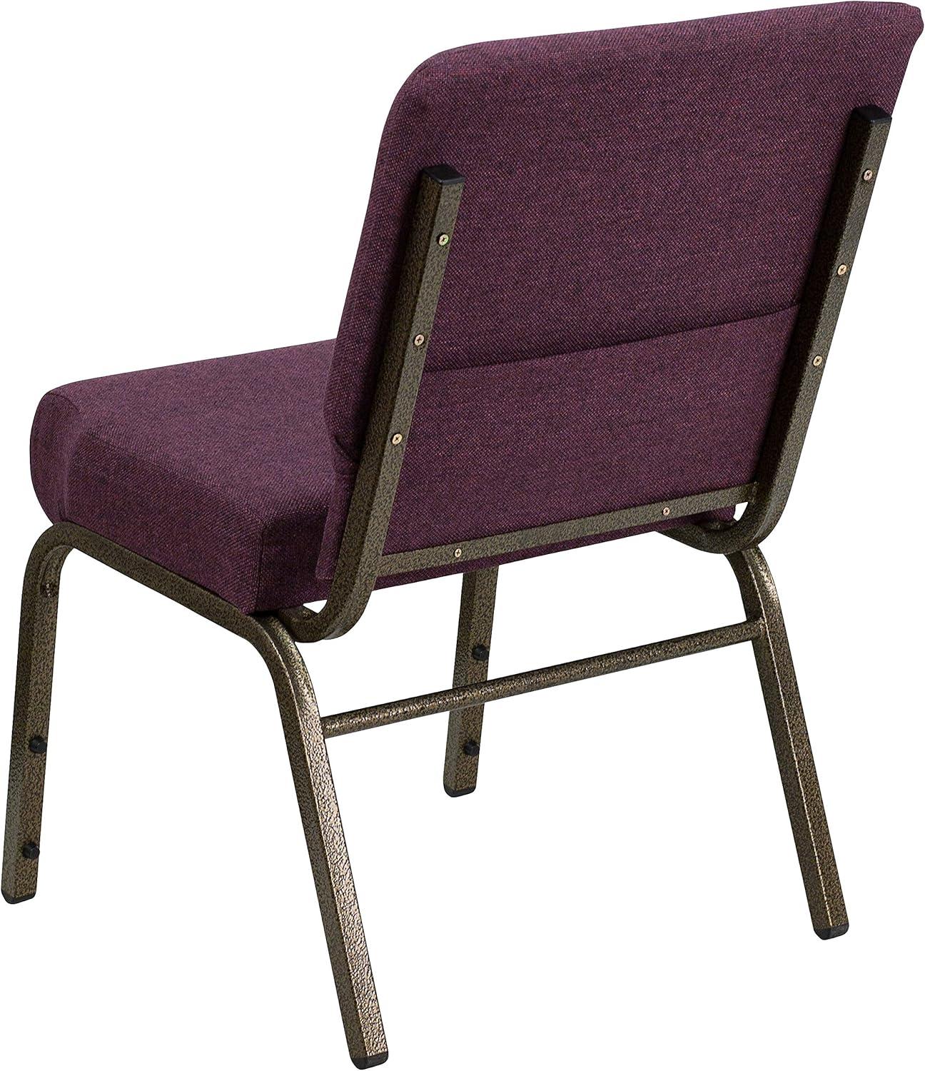imageFlash Furniture HERCULES Series 21W Stacking Church Chair in Black Dot Patterned Fabric Gold Vein FramePlum FabricGold Vein Frame