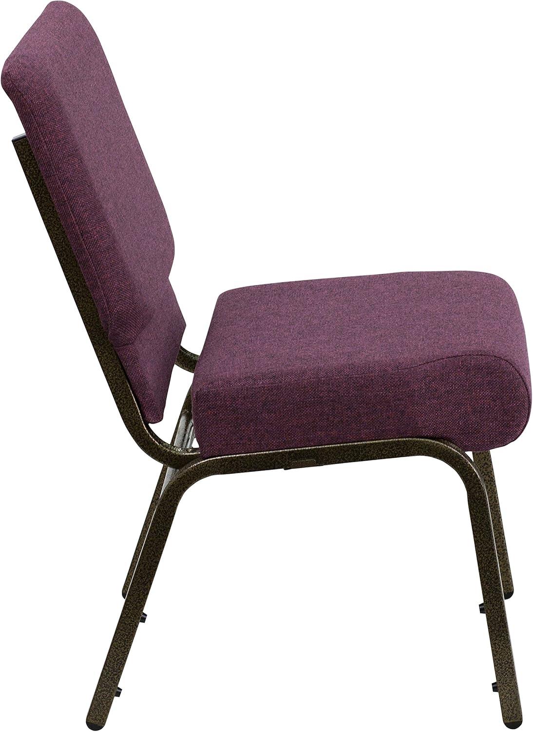 imageFlash Furniture HERCULES Series 21W Stacking Church Chair in Black Dot Patterned Fabric Gold Vein FramePlum FabricGold Vein Frame