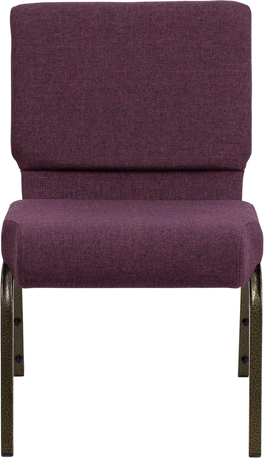 imageFlash Furniture HERCULES Series 21W Stacking Church Chair in Black Dot Patterned Fabric Gold Vein FramePlum FabricGold Vein Frame