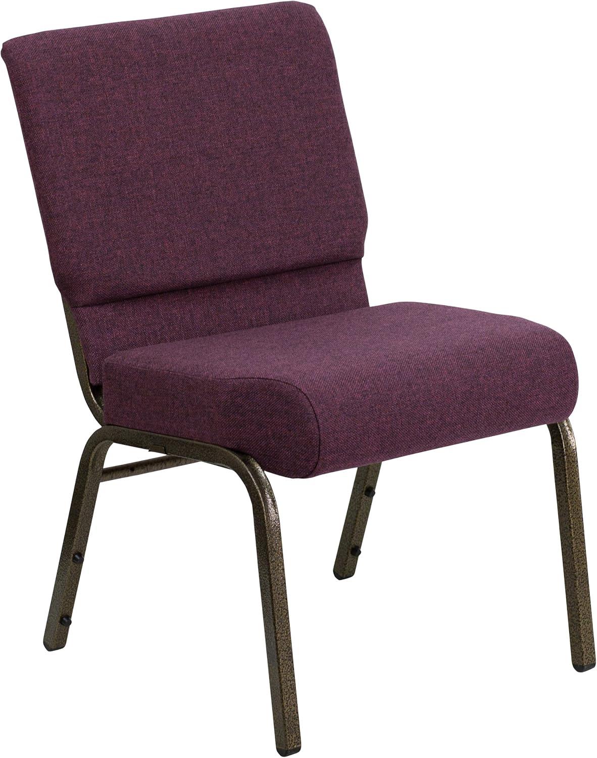 imageFlash Furniture HERCULES Series 21W Stacking Church Chair in Black Dot Patterned Fabric Gold Vein FramePlum FabricGold Vein Frame
