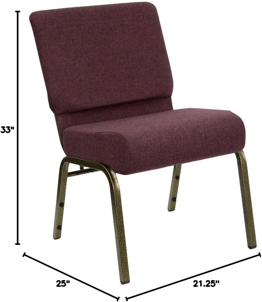 imageFlash Furniture HERCULES Series 21W Stacking Church Chair in Black Dot Patterned Fabric Gold Vein FramePlum FabricGold Vein Frame