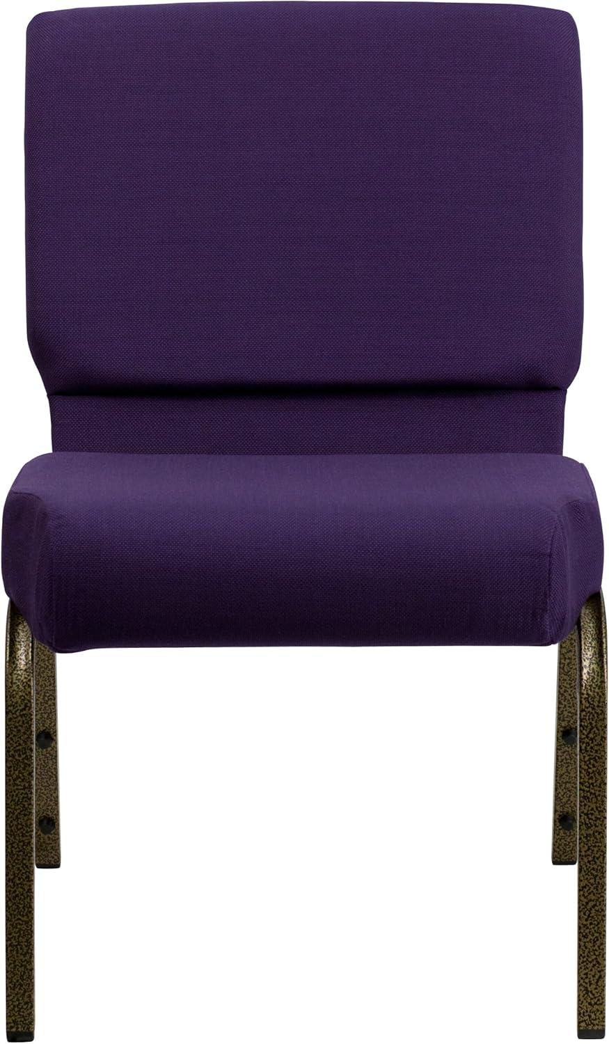 imageFlash Furniture HERCULES Series 21W Stacking Church Chair in Black Dot Patterned Fabric Gold Vein FrameRoyal Purple FabricGold Vein Frame
