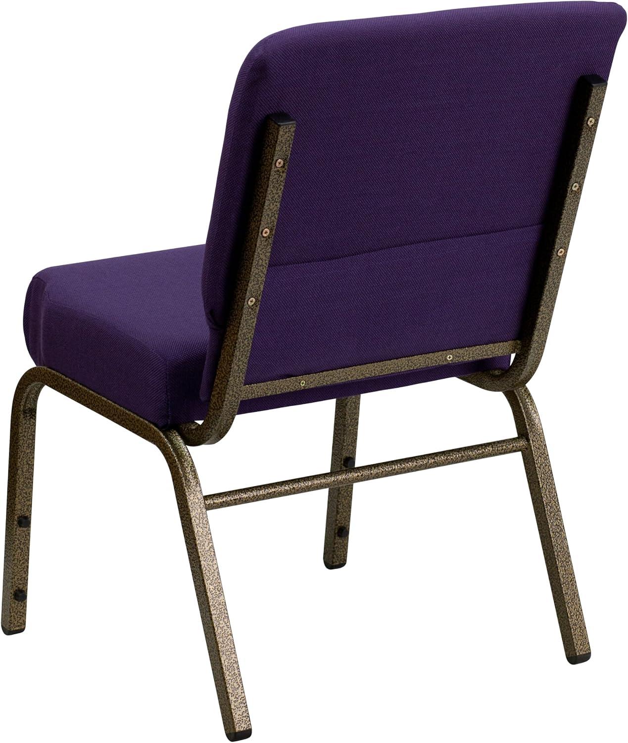 imageFlash Furniture HERCULES Series 21W Stacking Church Chair in Black Dot Patterned Fabric Gold Vein FrameRoyal Purple FabricGold Vein Frame
