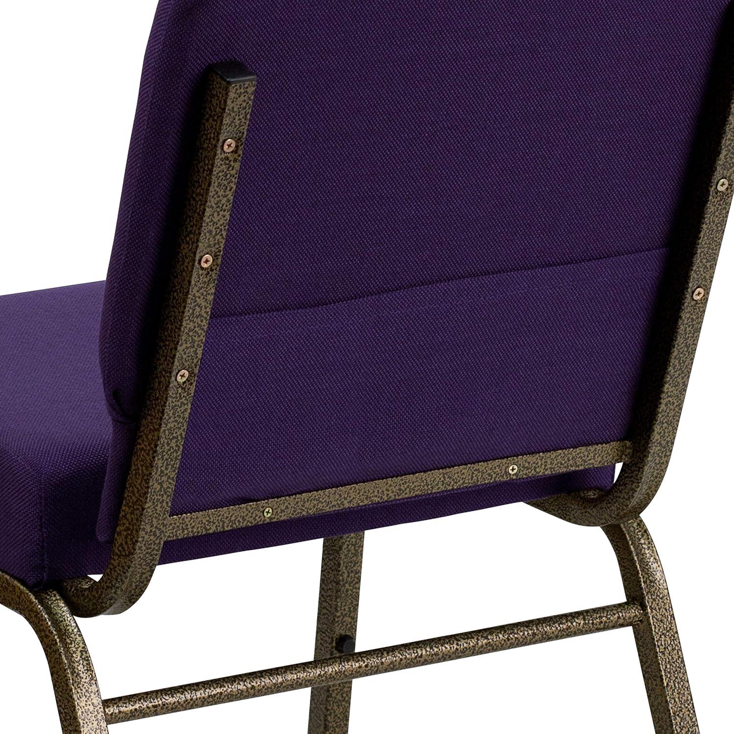 imageFlash Furniture HERCULES Series 21W Stacking Church Chair in Black Dot Patterned Fabric Gold Vein FrameRoyal Purple FabricGold Vein Frame