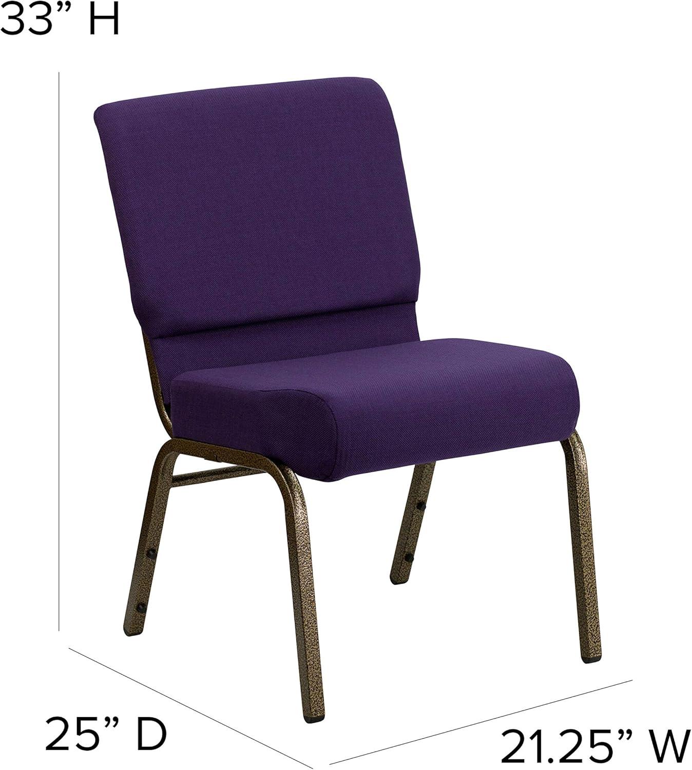 imageFlash Furniture HERCULES Series 21W Stacking Church Chair in Black Dot Patterned Fabric Gold Vein FrameRoyal Purple FabricGold Vein Frame