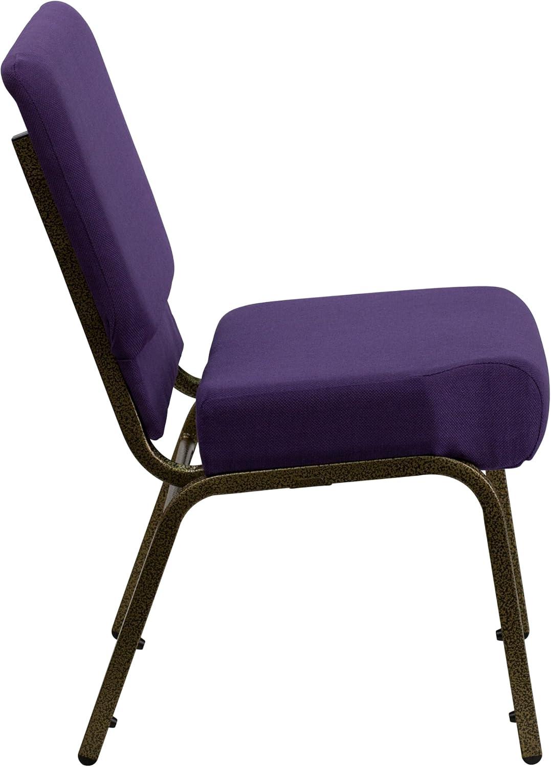 imageFlash Furniture HERCULES Series 21W Stacking Church Chair in Black Dot Patterned Fabric Gold Vein FrameRoyal Purple FabricGold Vein Frame