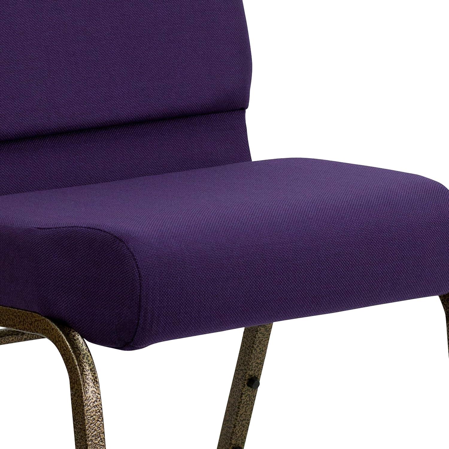imageFlash Furniture HERCULES Series 21W Stacking Church Chair in Black Dot Patterned Fabric Gold Vein FrameRoyal Purple FabricGold Vein Frame